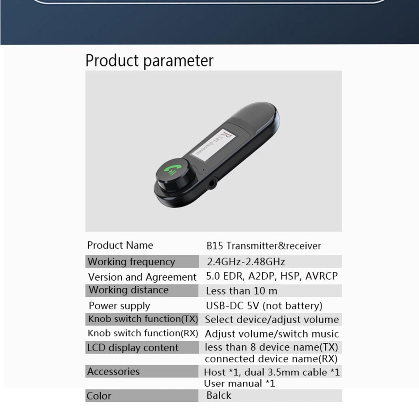 Bluetooth Transmitter Receiver USB Audio Adapter LCD Display for TV PC Car