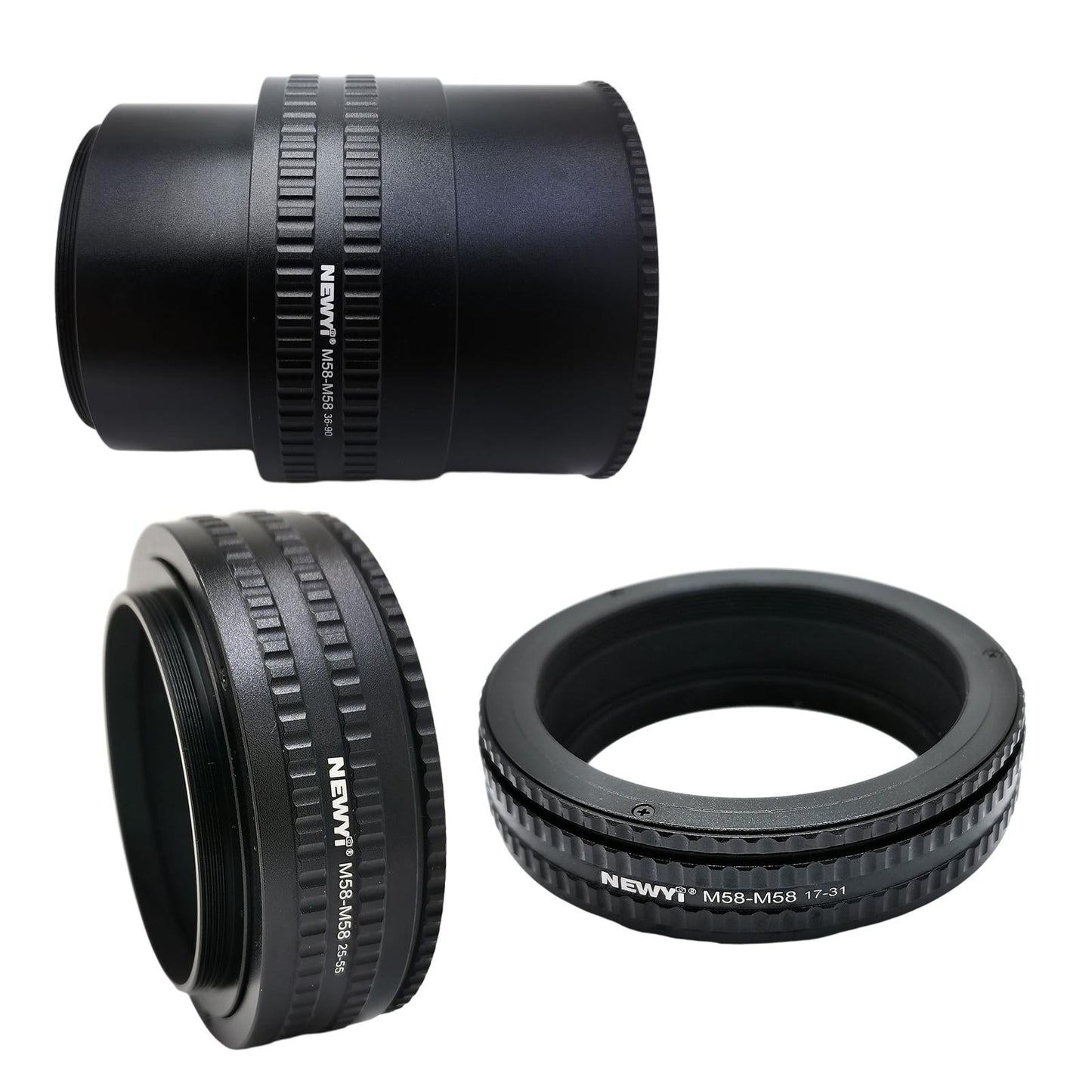 M58-M58 Focusing Helicoid Adapter Adjustable for Cameras Black 17 to 31 mm