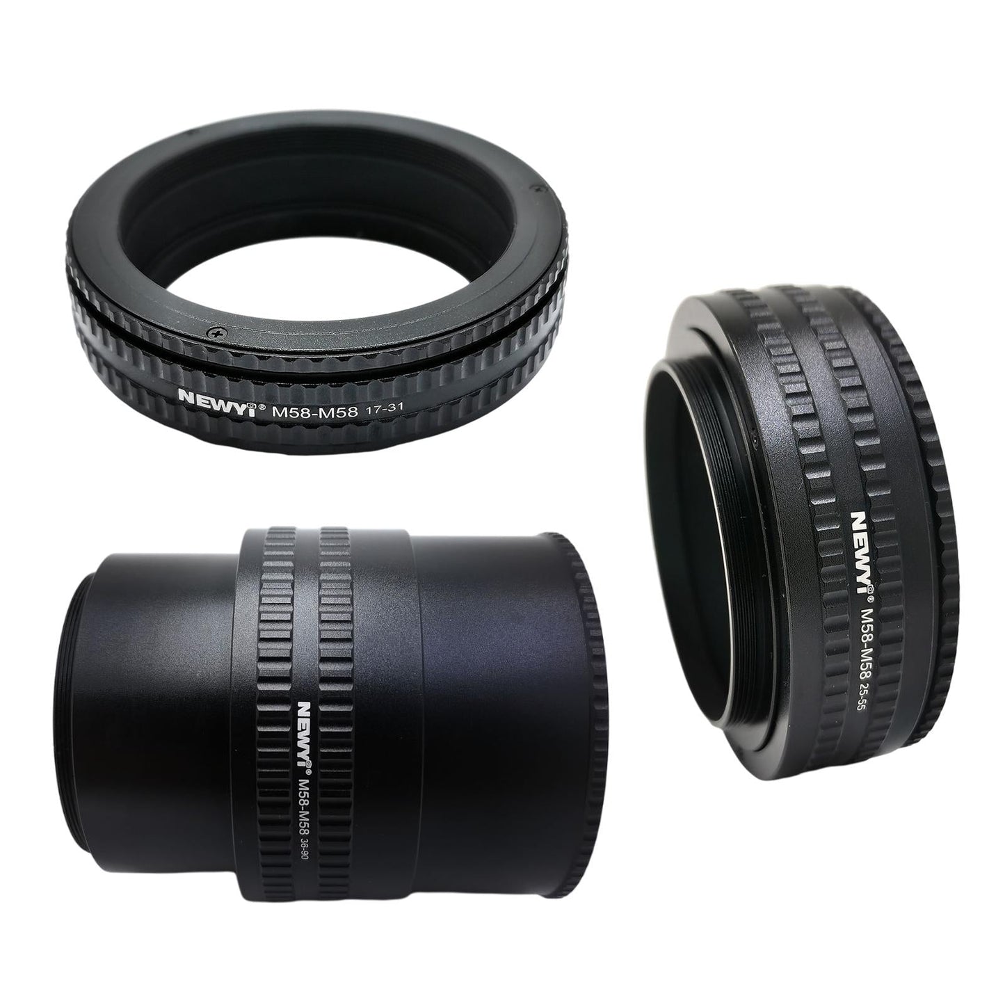 M58-M58 Focusing Helicoid Adapter Adjustable for Cameras Black 17 to 31 mm