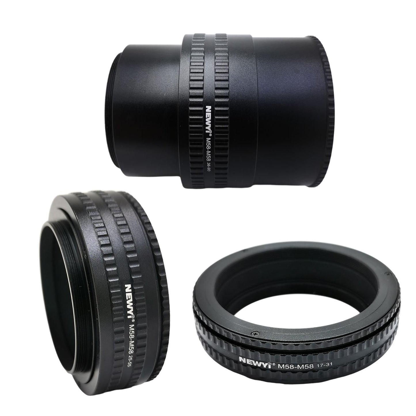 M58-M58 Focusing Helicoid Adapter Adjustable for Cameras Black 17 to 31 mm