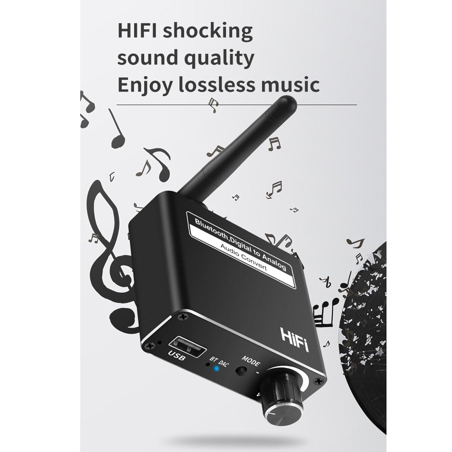 3IN1 Bluetooth 5.0 USB AUX Coaxial Player Digital to Analog Converter 3.5mm