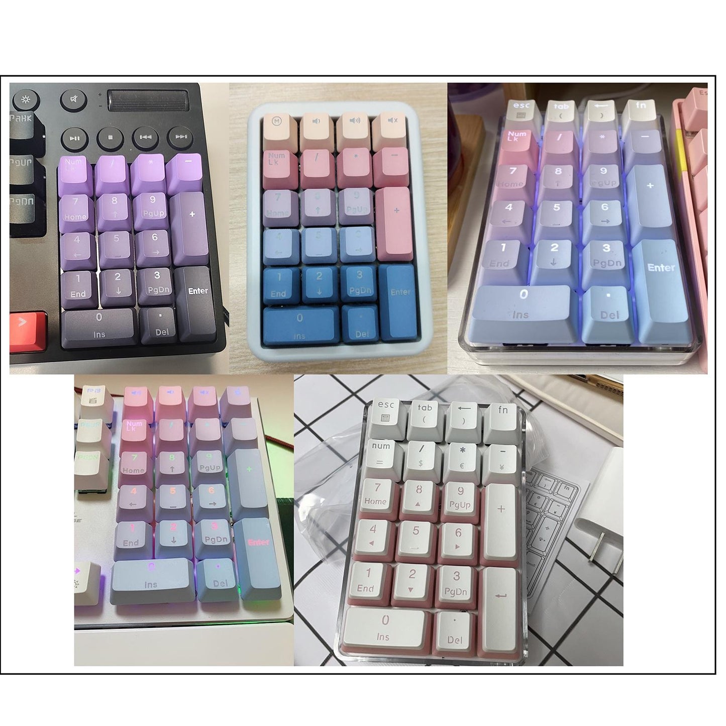 Mechanical Keyboard Numeric Keycaps Layout Dustproof Waterproof Office 17Key for OEM Green White