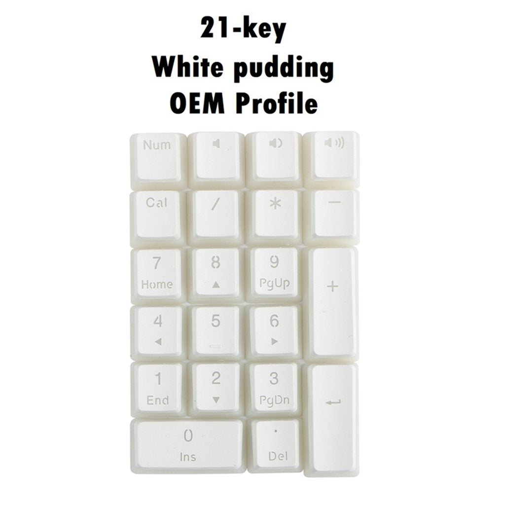 Mechanical Keyboard Numeric Keycaps Layout Dustproof Waterproof Office 21Key for OEM White