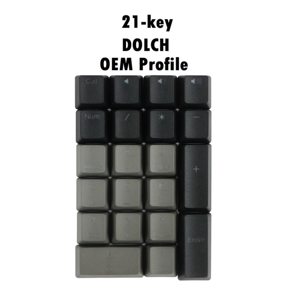 Mechanical Keyboard Numeric Keycaps Layout Dustproof Waterproof Office 21Key for OEM Gray Black