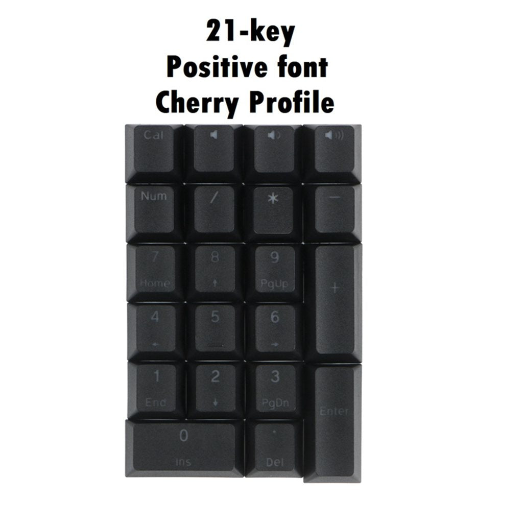 Mechanical Keyboard Numeric Keycaps Layout Dustproof Waterproof Office 21Key for Cherry Black Front Font