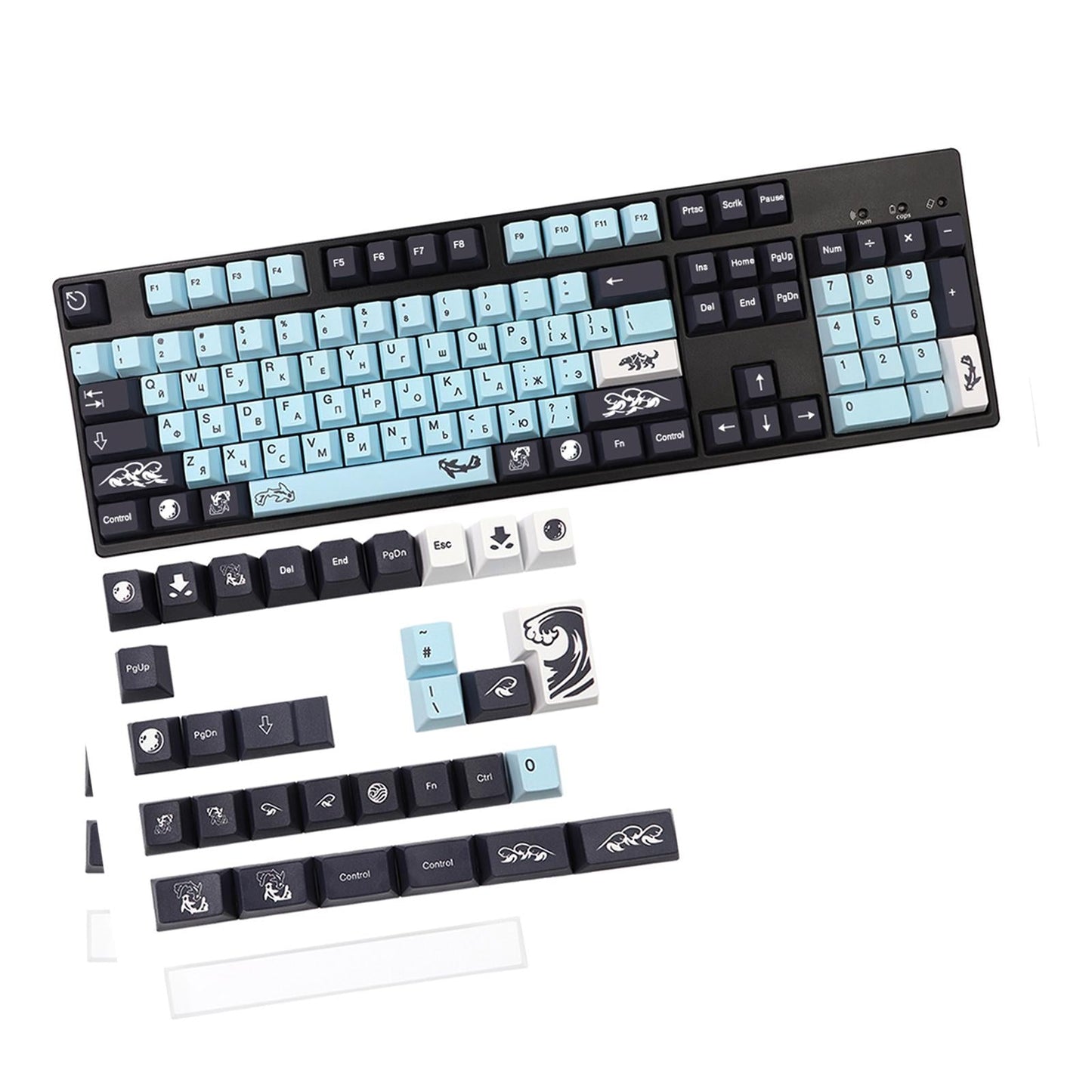 PBT Keycaps DIY Set for Most Gaming Mechanical Keyboards 136 Keys Russian