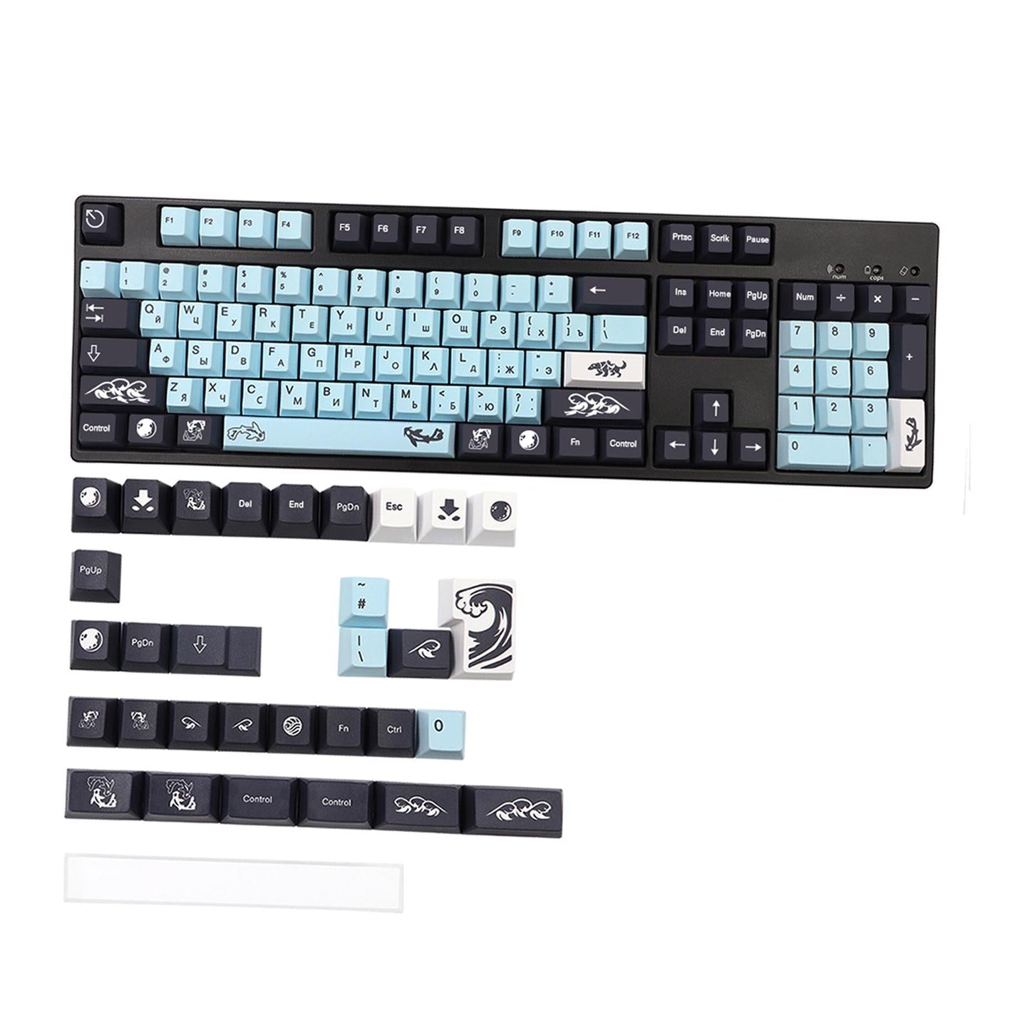 PBT Keycaps DIY Set for Most Gaming Mechanical Keyboards 136 Keys Russian