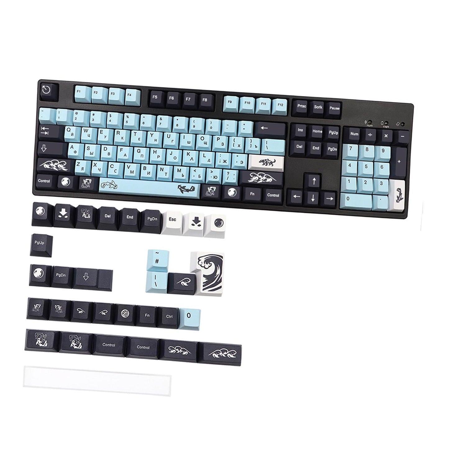 PBT Keycaps DIY Set for Most Gaming Mechanical Keyboards 136 Keys Russian