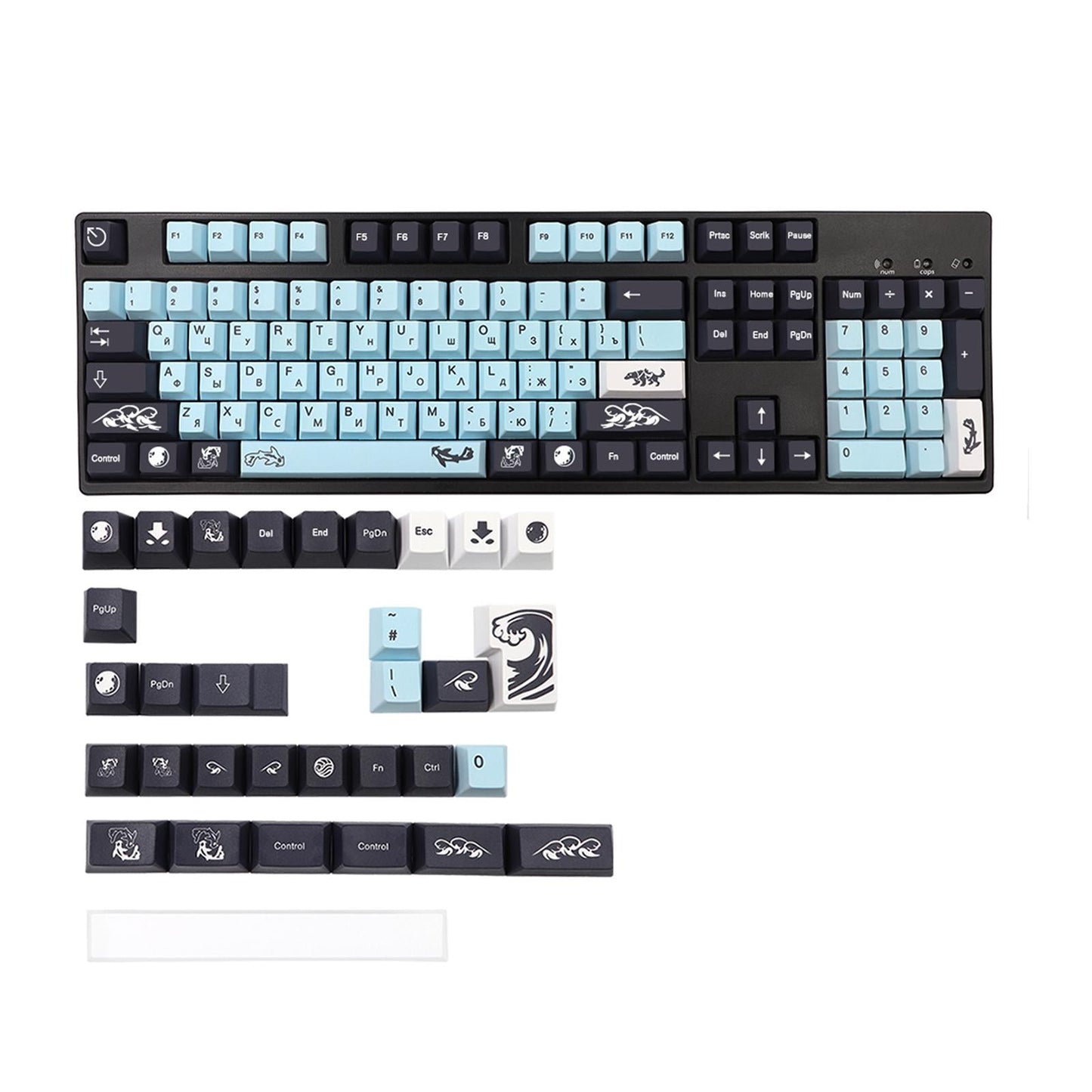 PBT Keycaps DIY Set for Most Gaming Mechanical Keyboards 136 Keys Russian
