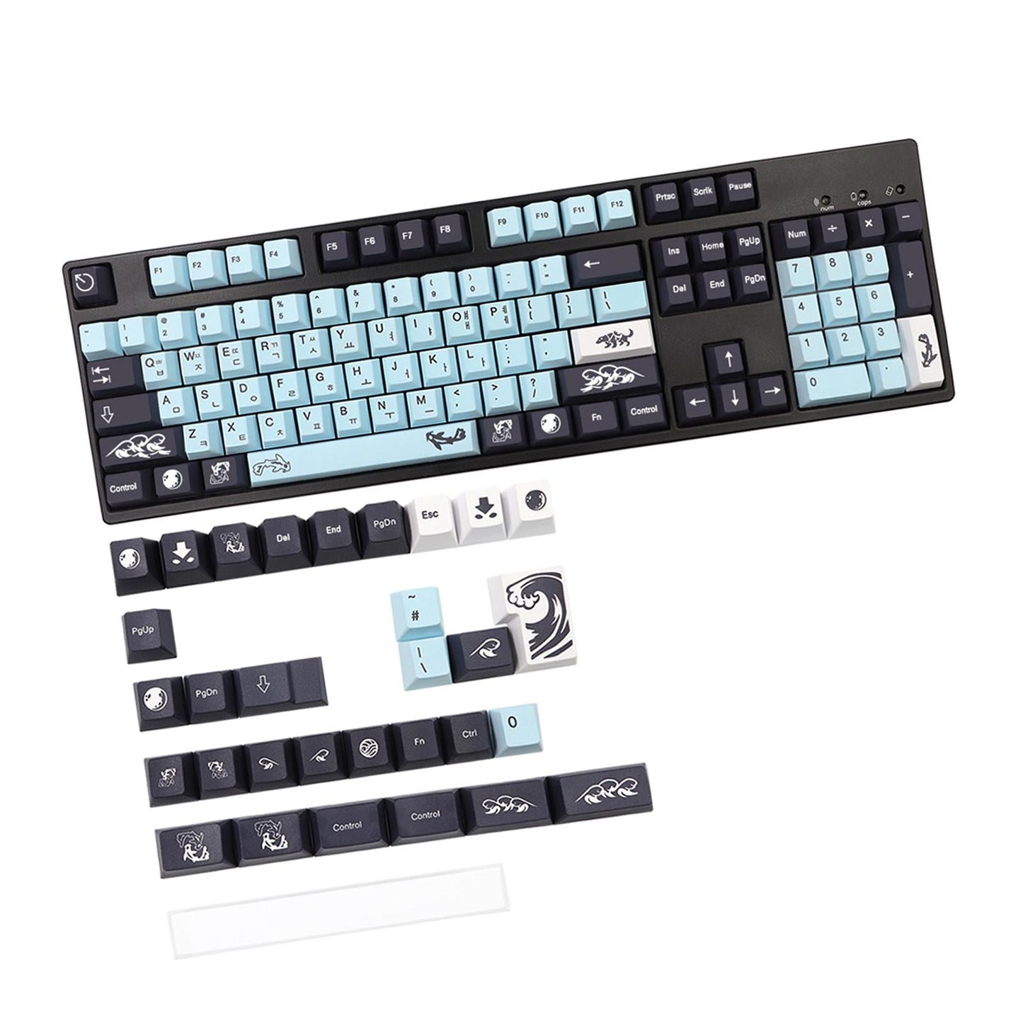 PBT Keycaps DIY Set for Most Gaming Mechanical Keyboards 136 Keys Korean