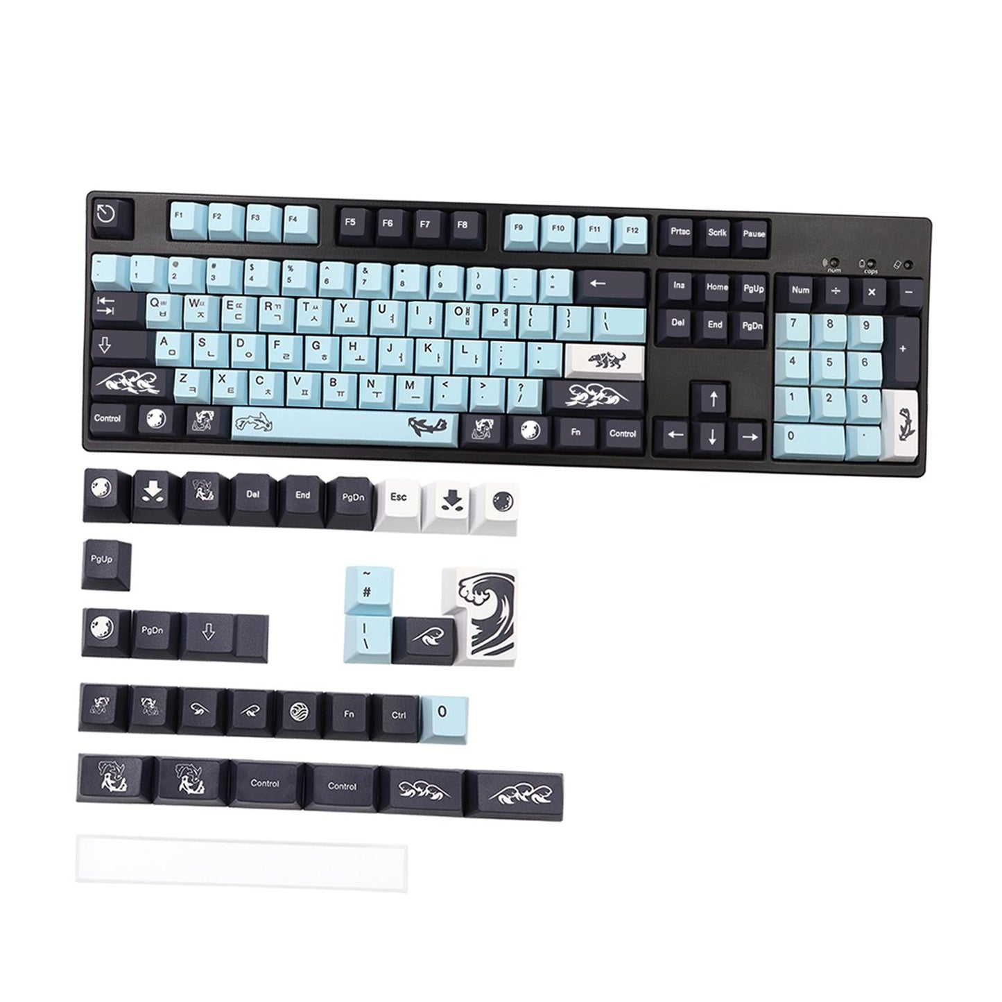 PBT Keycaps DIY Set for Most Gaming Mechanical Keyboards 136 Keys Korean