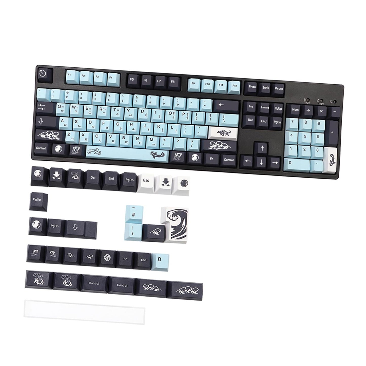 PBT Keycaps DIY Set for Most Gaming Mechanical Keyboards 136 Keys Korean