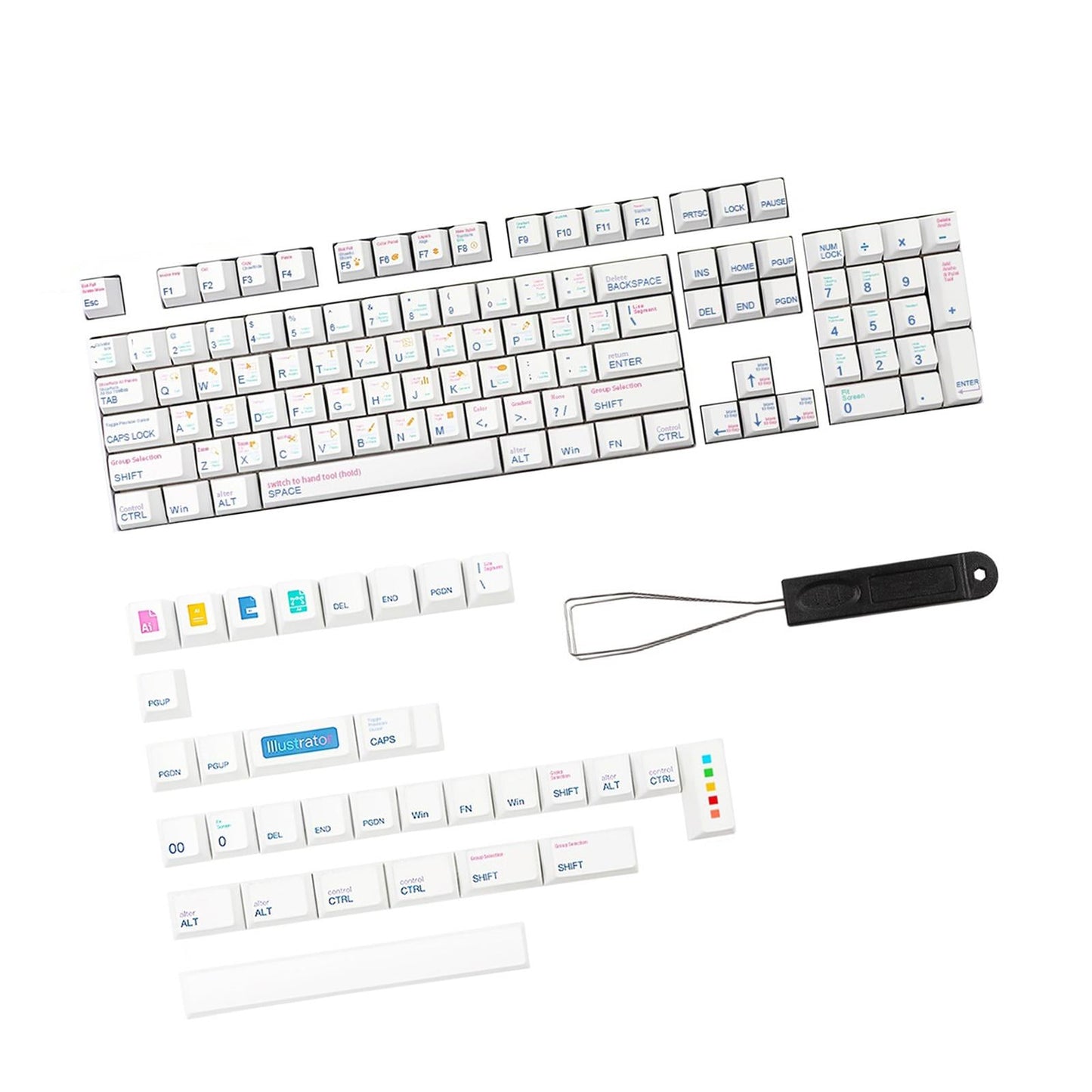 136 Key PBT DYE-Sub Keycap White AI Theme Suitable for Mechanical Keyboards