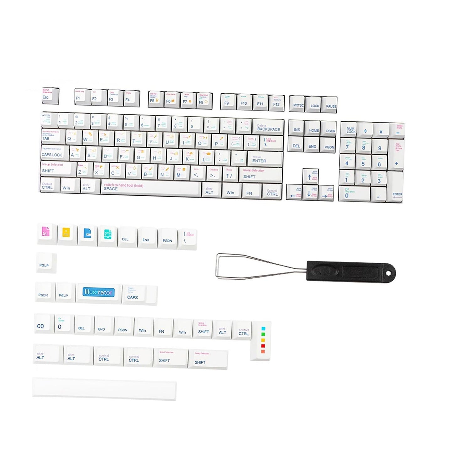 136 Key PBT DYE-Sub Keycap White AI Theme Suitable for Mechanical Keyboards