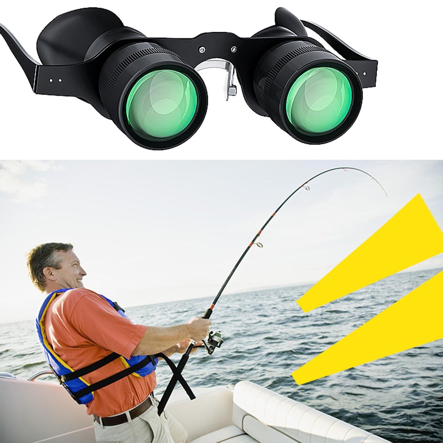 Fishing Telescope Glasses High-Definition Easy to Adjust Hand-Free Set A