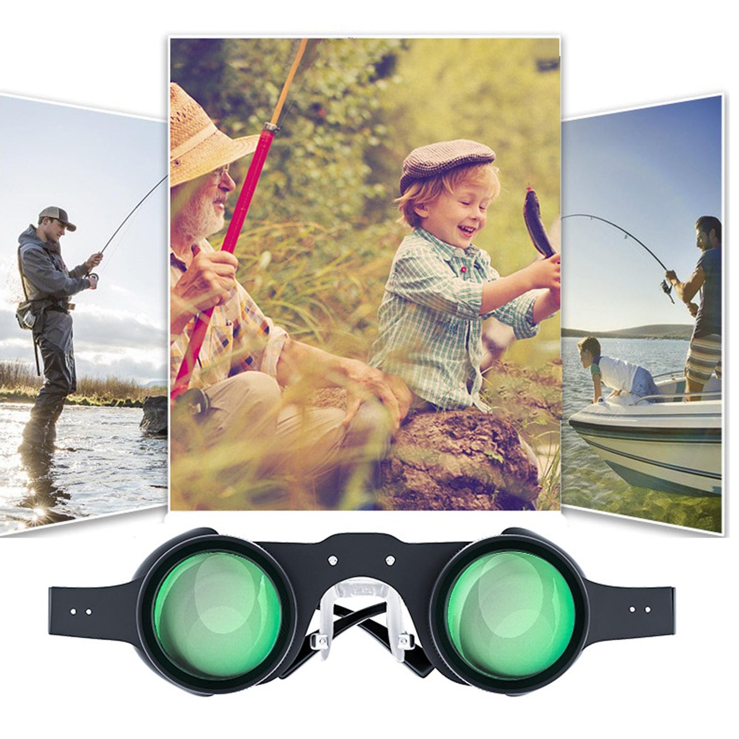 Fishing Telescope Glasses High-Definition Easy to Adjust Hand-Free Set A