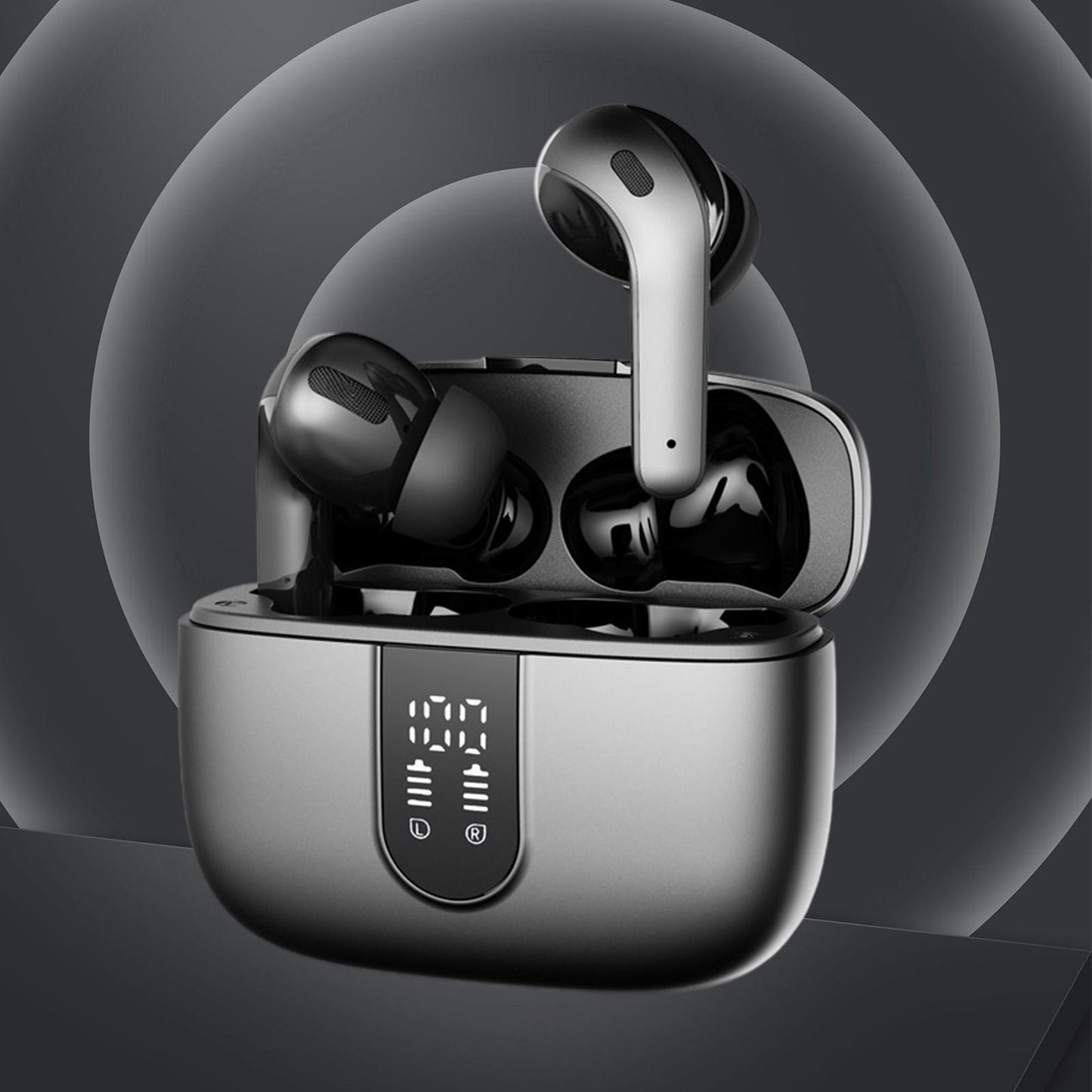 Wireless Earbuds Wireless Charging Case Hi-fi Stereo Earphone for Work gray