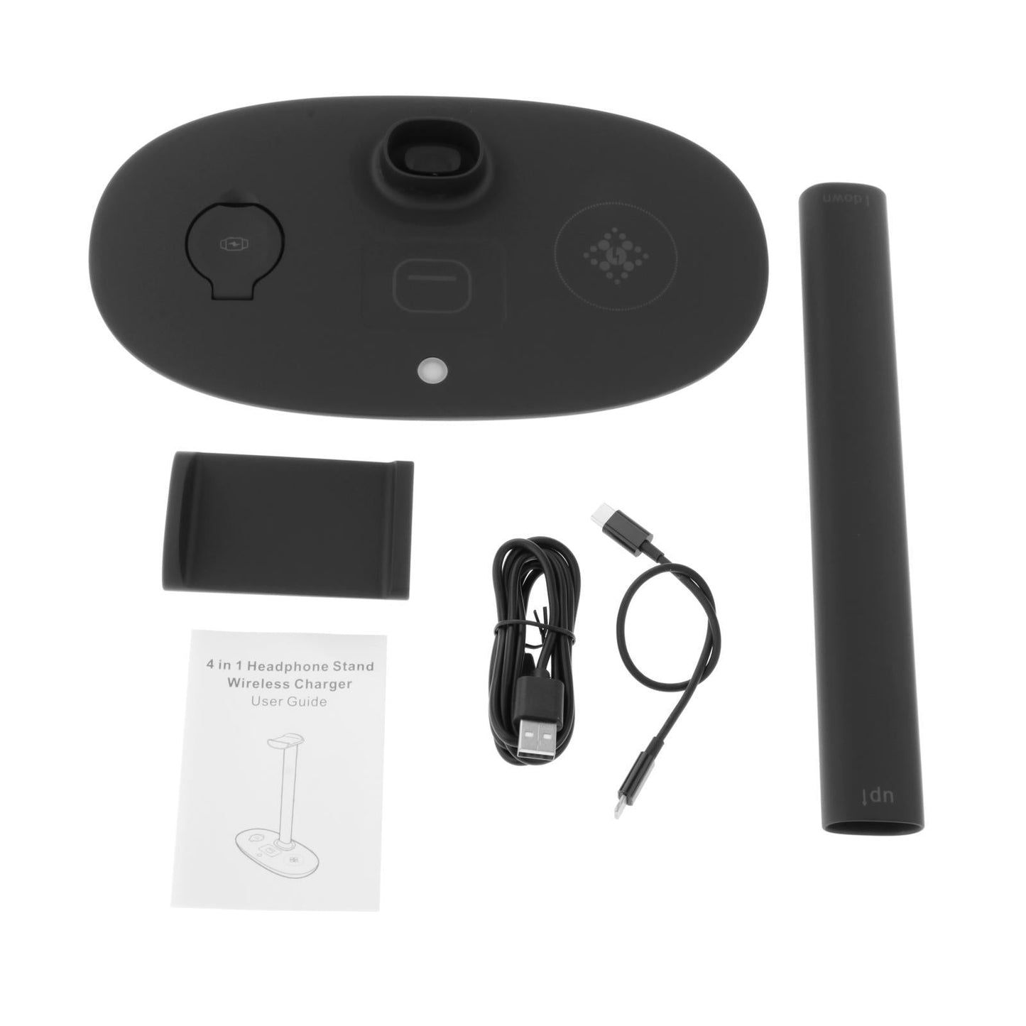 4in1 Wireless Charging Station 15W Magnetic Dock Charger for Earphone black