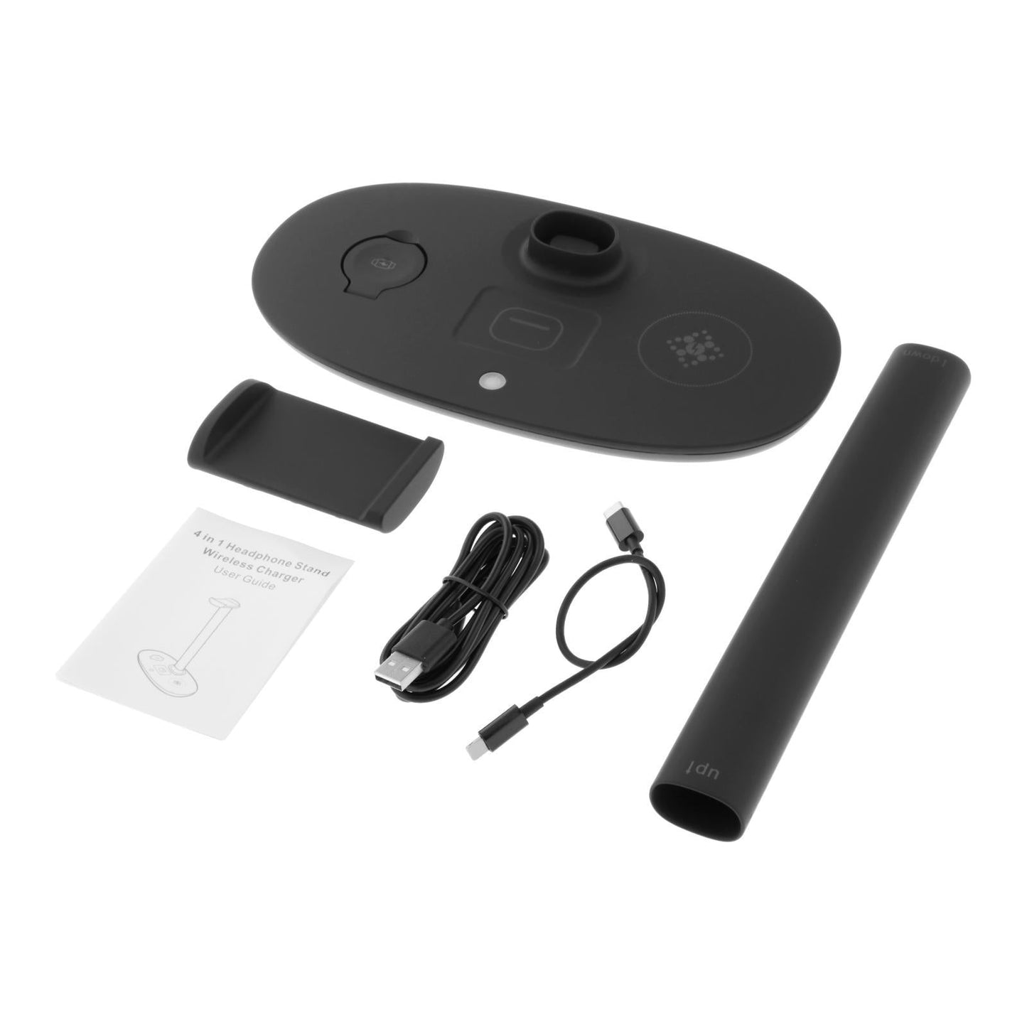 4in1 Wireless Charging Station 15W Magnetic Dock Charger for Earphone black