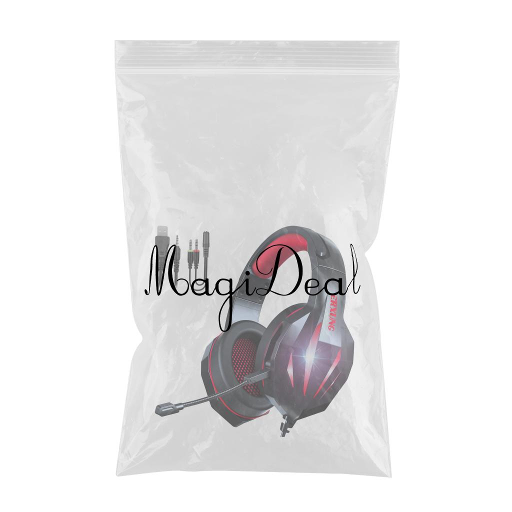 RGB Gaming Headset with Mic 4D Bass 3.5mm Plug for PS4 Gamers Black and Red