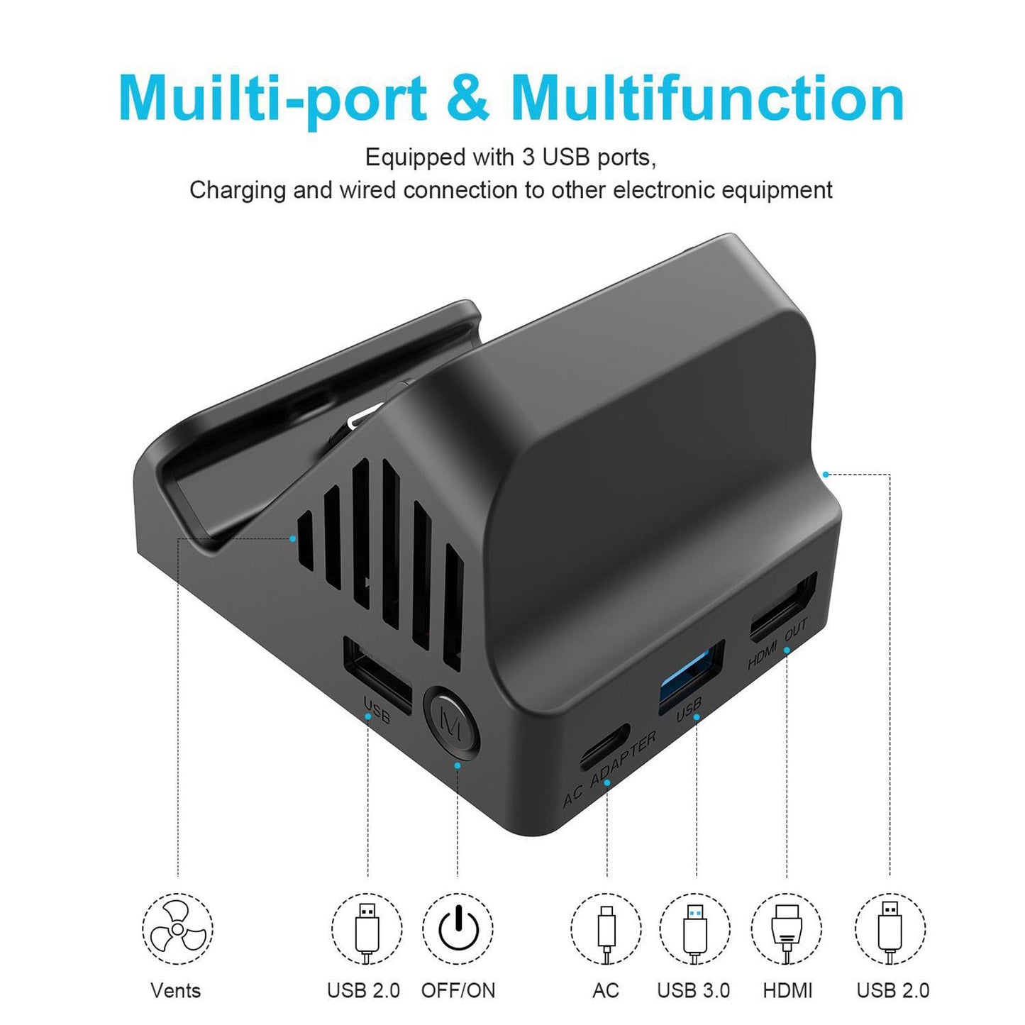 HDMI Converter Adapter Charging Dock Stand for Nintend Switch/Switch Lite