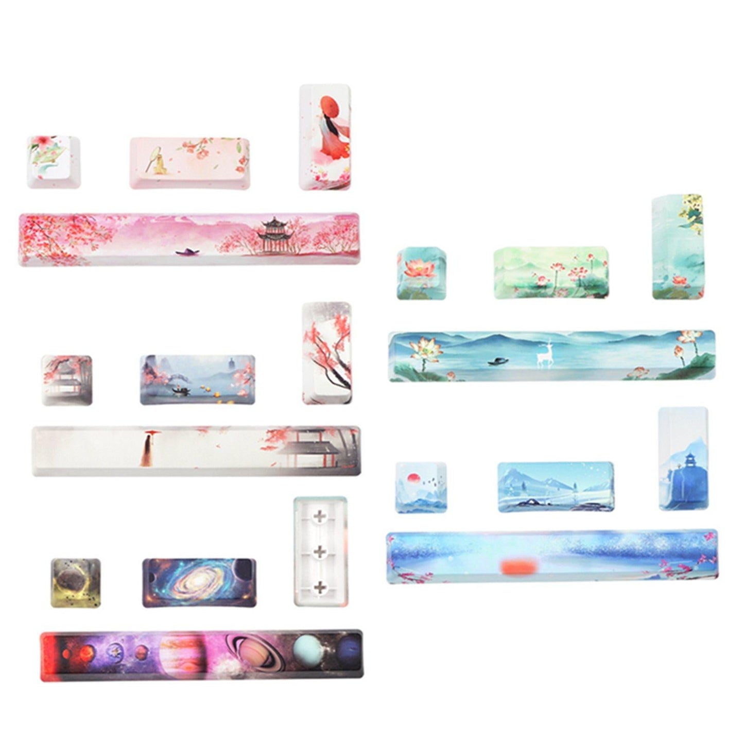 4X Keycaps Set PBT Five Sides Dye-Subbed Spacebar ESC Entre keys Gray