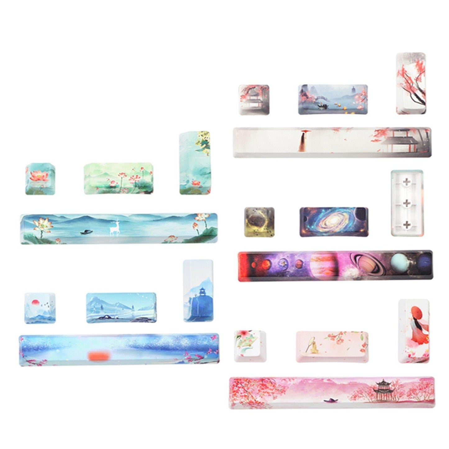 4X Keycaps Set PBT Five Sides Dye-Subbed Spacebar ESC Entre keys Gray