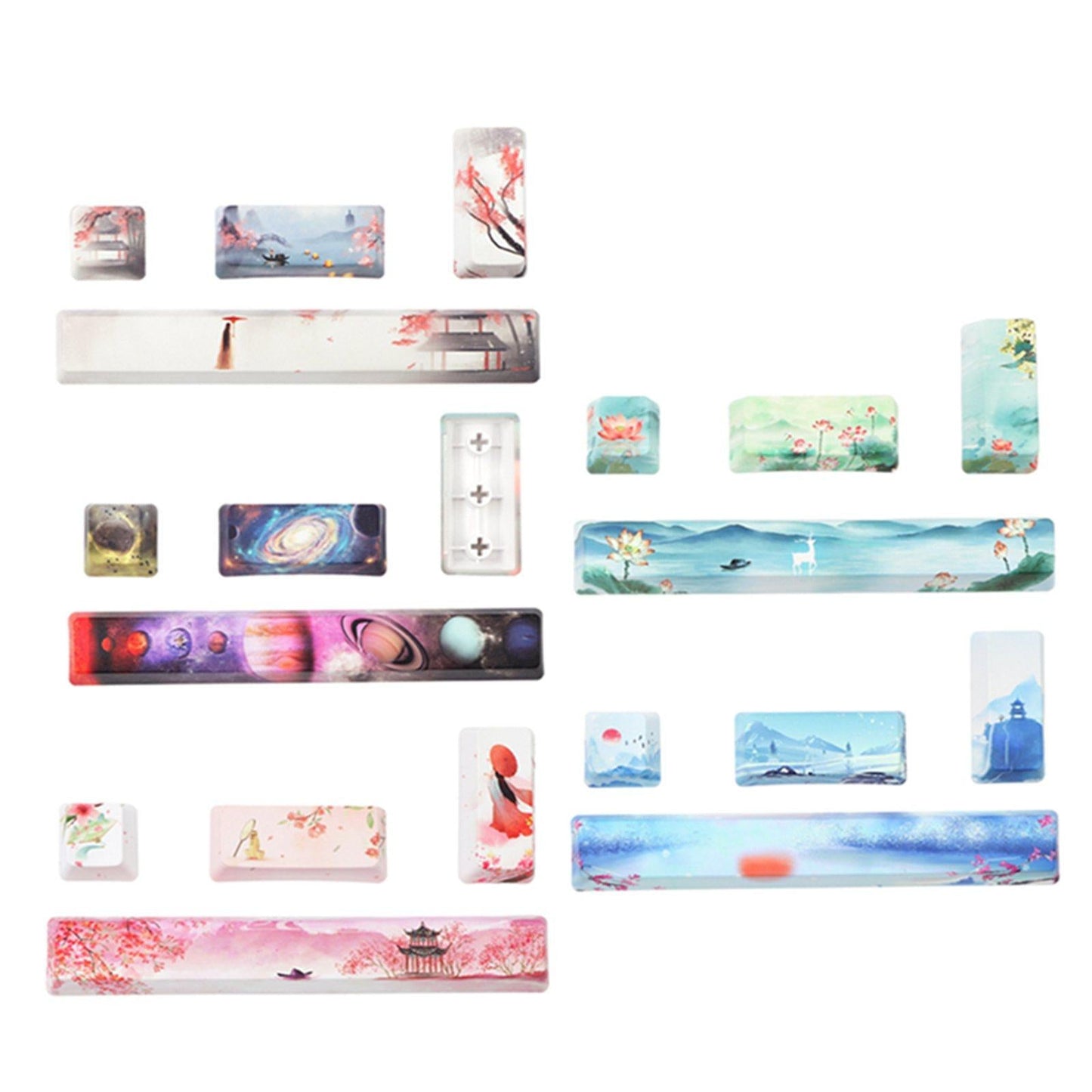 4X Keycaps Set PBT Five Sides Dye-Subbed Spacebar ESC Entre keys Gray