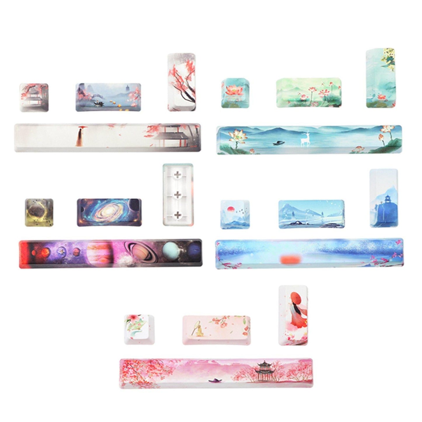 4X Keycaps Set PBT Five Sides Dye-Subbed Spacebar ESC Entre keys Gray