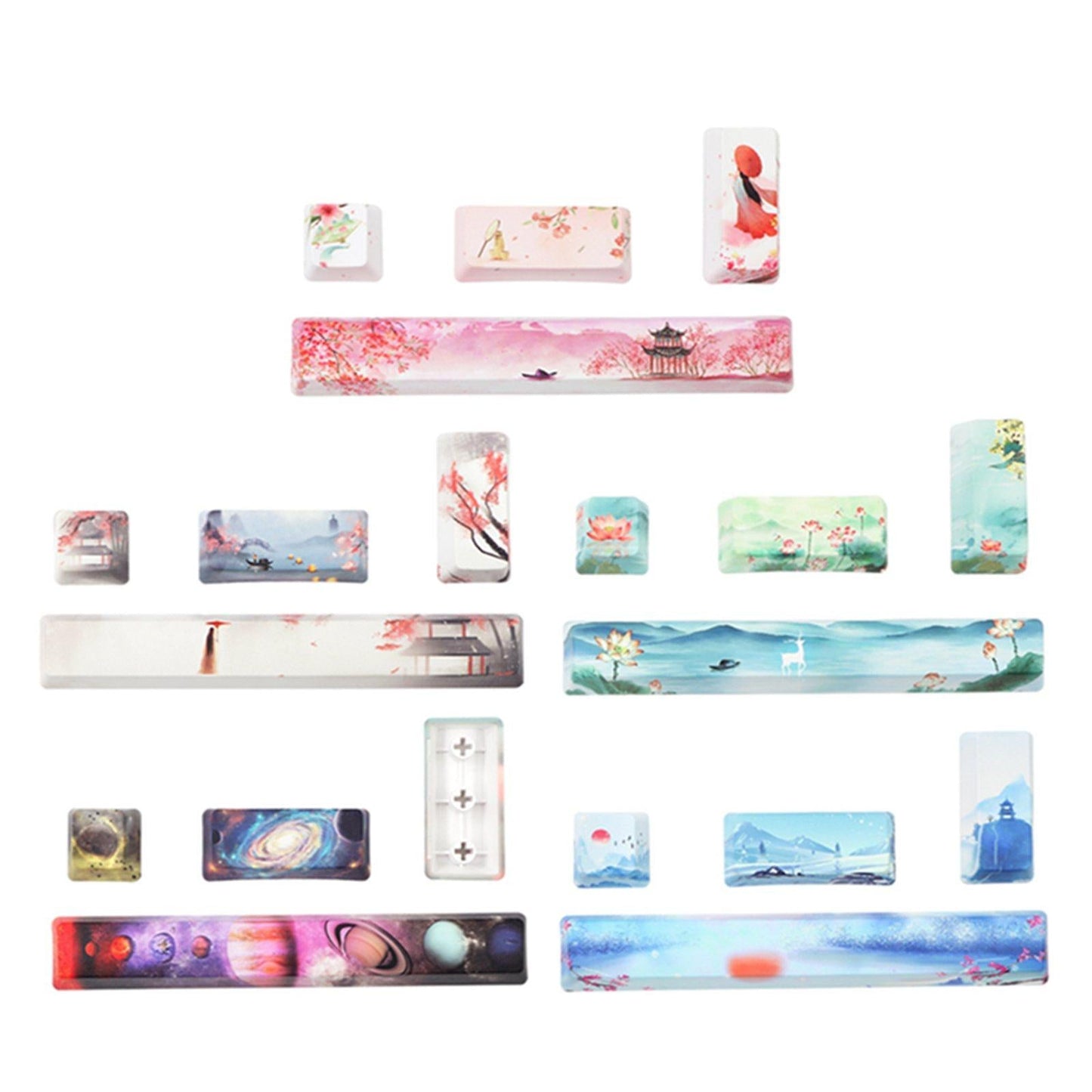 4X Keycaps Set PBT Five Sides Dye-Subbed Spacebar ESC Entre keys Gray