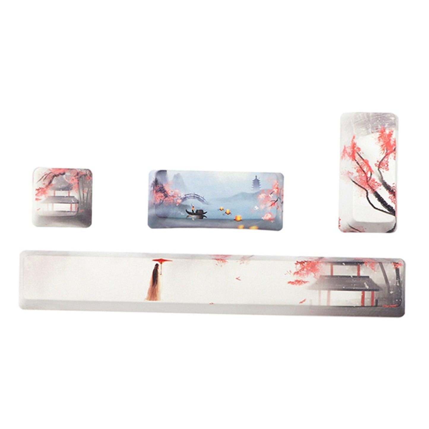 4X Keycaps Set PBT Five Sides Dye-Subbed Spacebar ESC Entre keys Gray