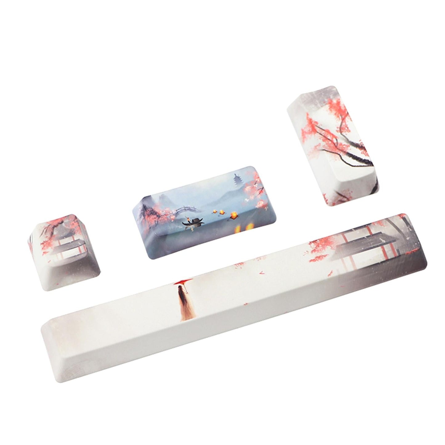 4X Keycaps Set PBT Five Sides Dye-Subbed Spacebar ESC Entre keys Gray