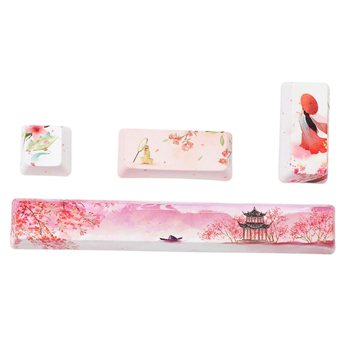 4X Keycaps Set PBT Five Sides Dye-Subbed Spacebar ESC Entre keys Pink