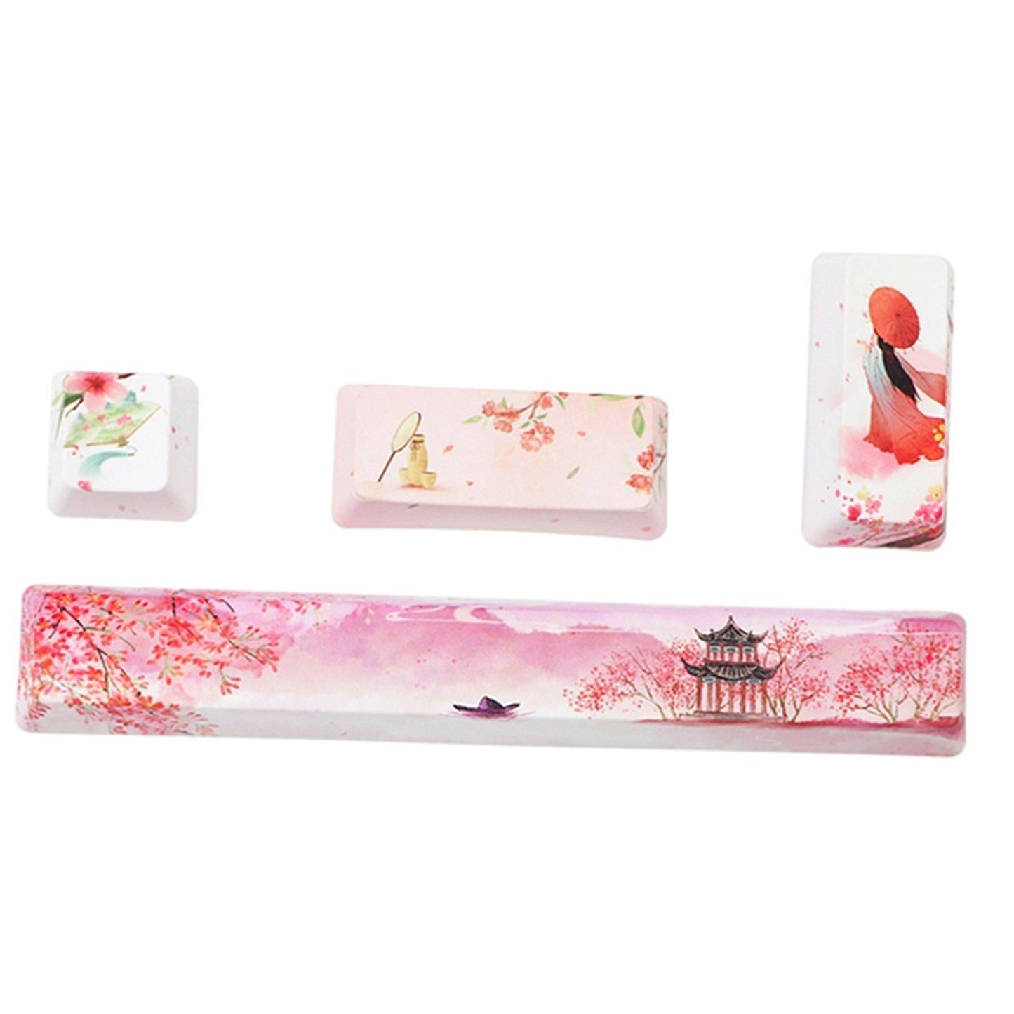 4X Keycaps Set PBT Five Sides Dye-Subbed Spacebar ESC Entre keys Pink