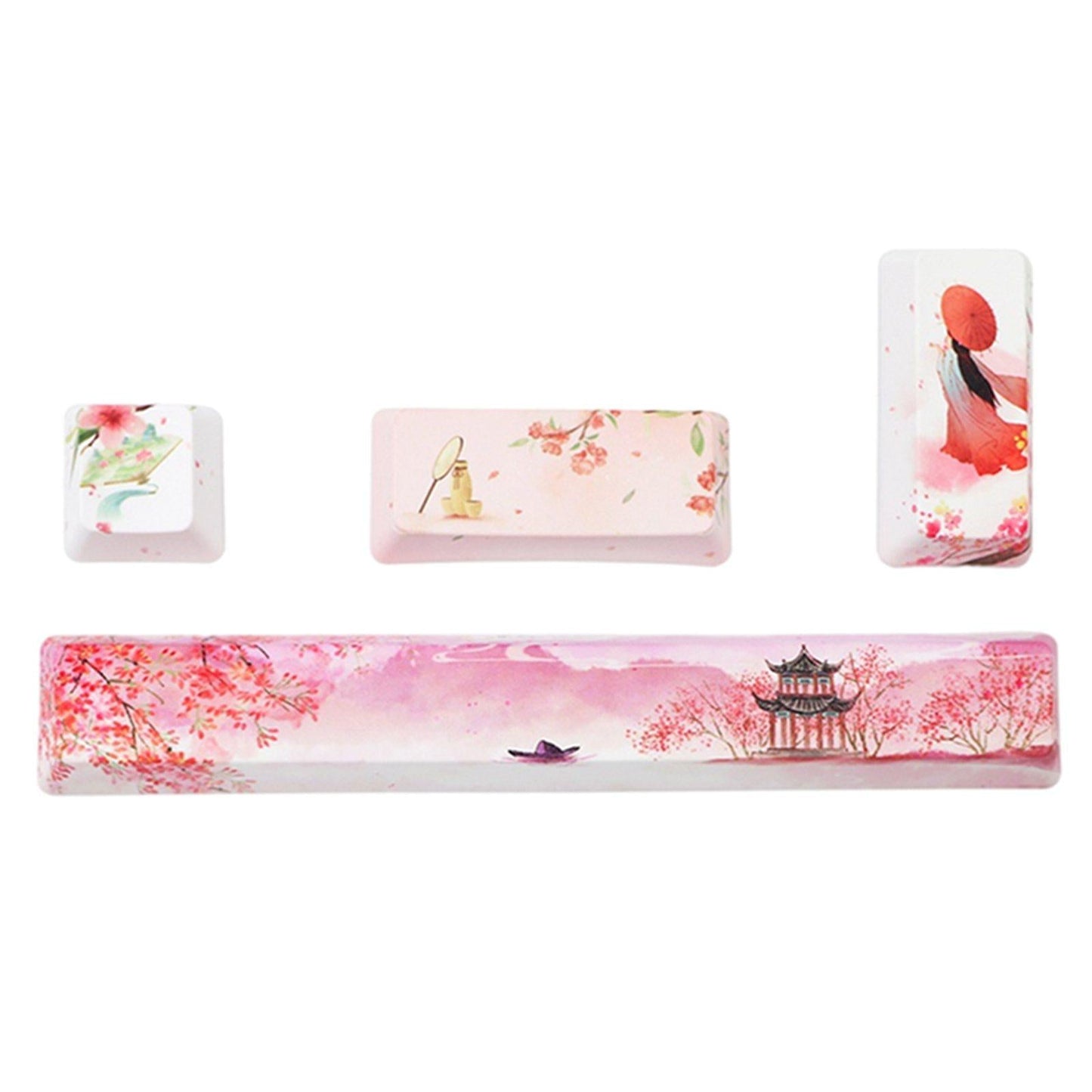 4X Keycaps Set PBT Five Sides Dye-Subbed Spacebar ESC Entre keys Pink