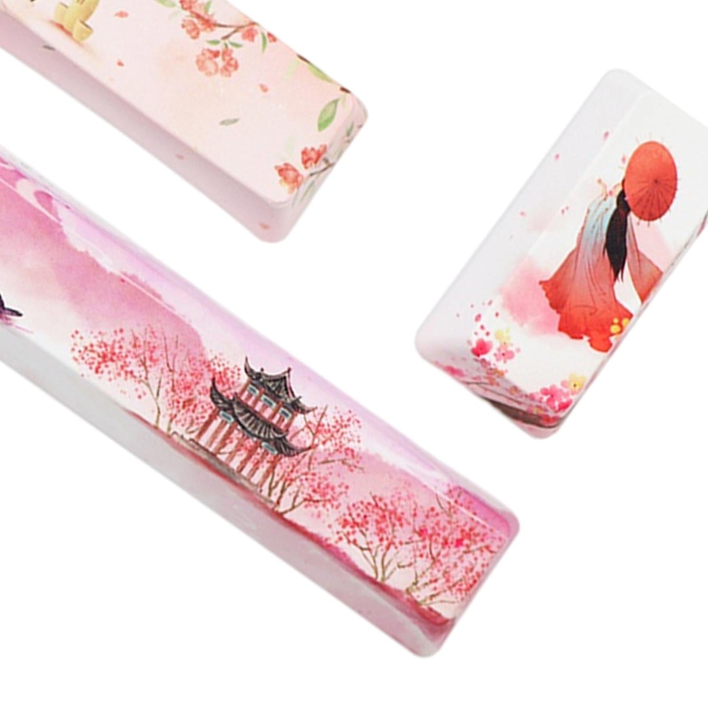 4X Keycaps Set PBT Five Sides Dye-Subbed Spacebar ESC Entre keys Pink