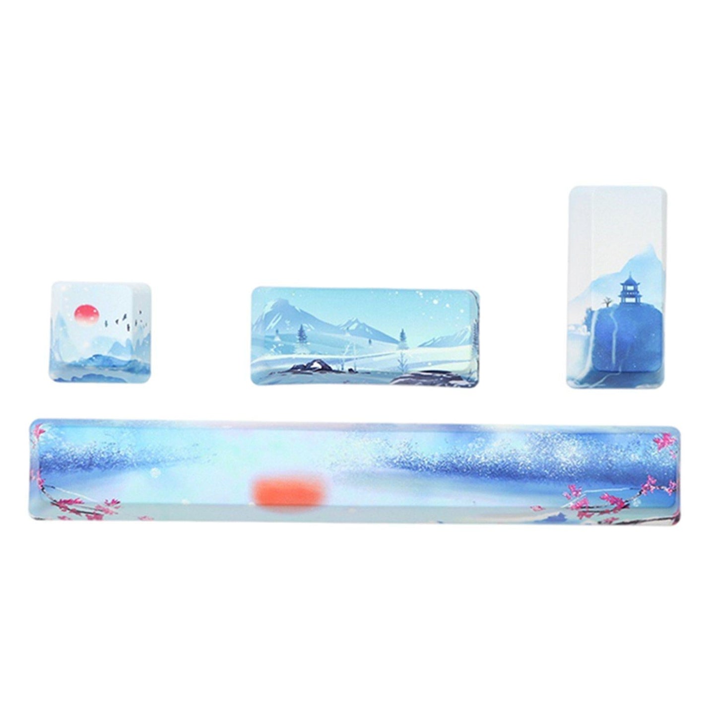 4X Keycaps Set PBT Five Sides Dye-Subbed Spacebar ESC Entre keys Blue