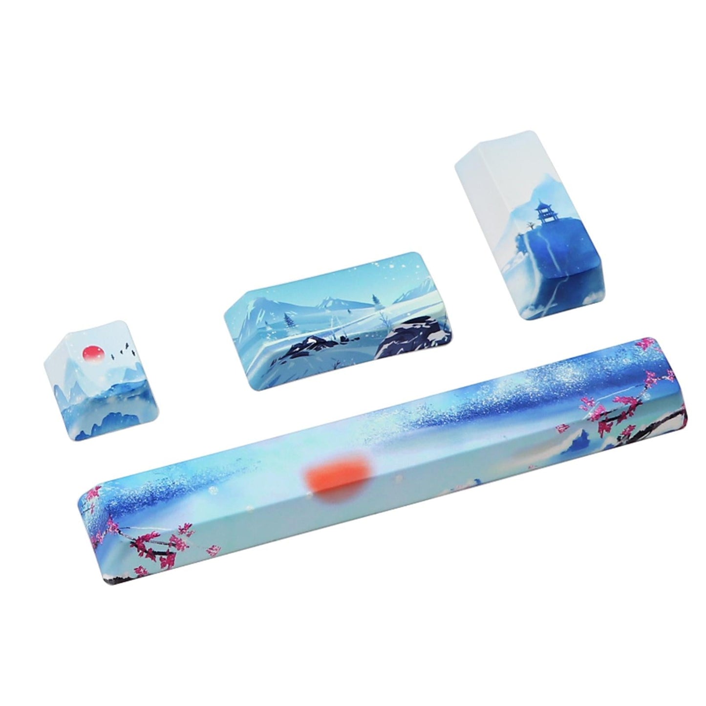 4X Keycaps Set PBT Five Sides Dye-Subbed Spacebar ESC Entre keys Blue