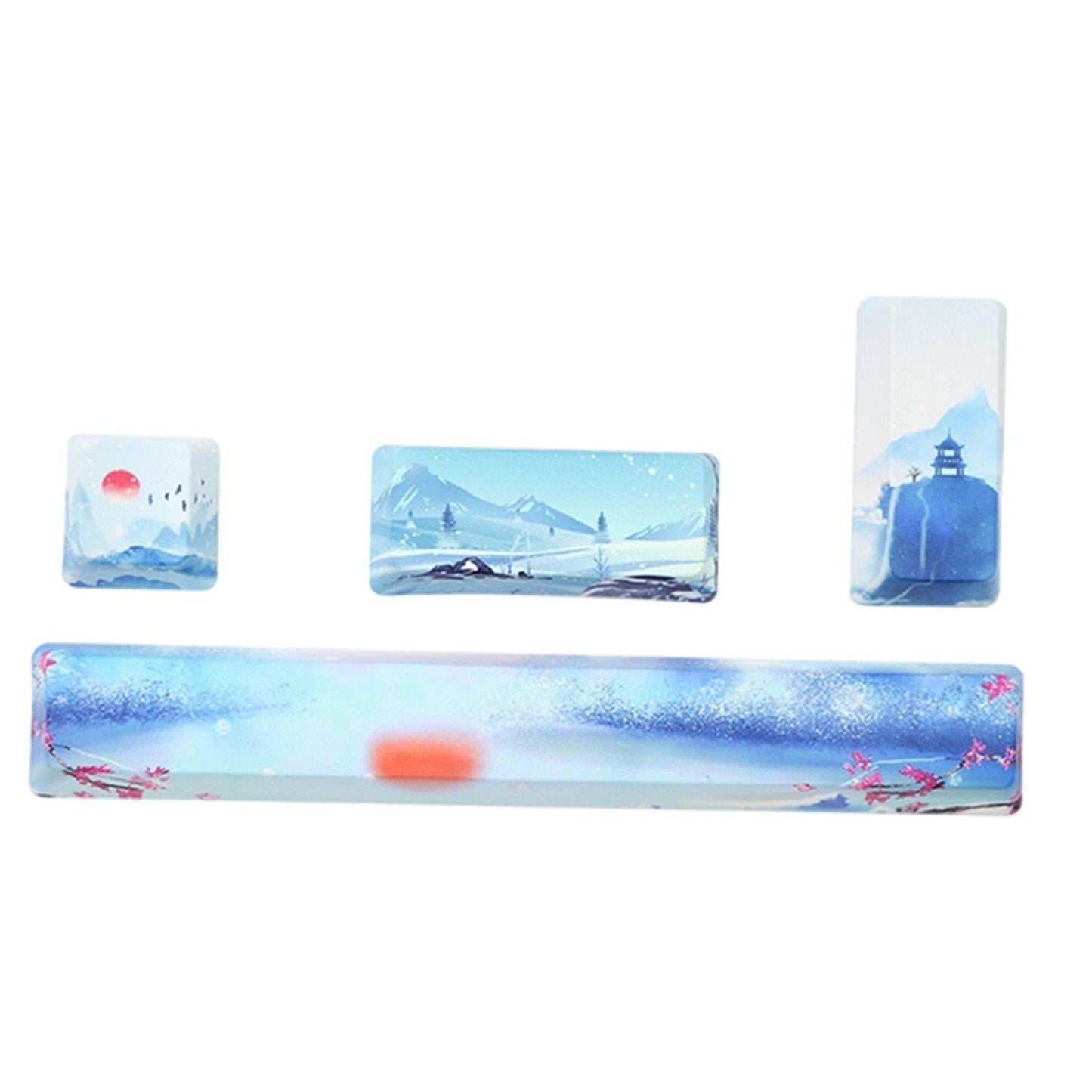 4X Keycaps Set PBT Five Sides Dye-Subbed Spacebar ESC Entre keys Blue