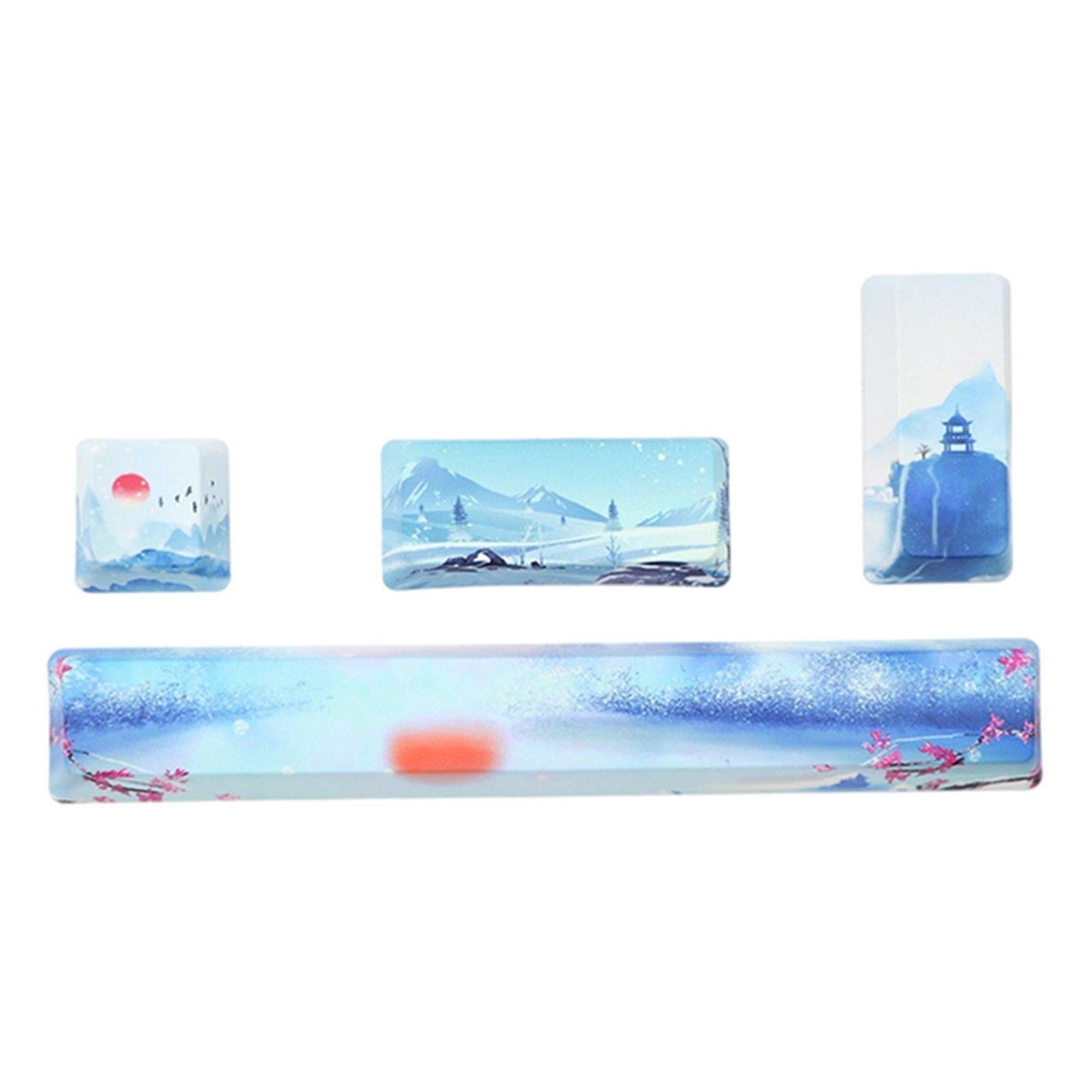 4X Keycaps Set PBT Five Sides Dye-Subbed Spacebar ESC Entre keys Blue