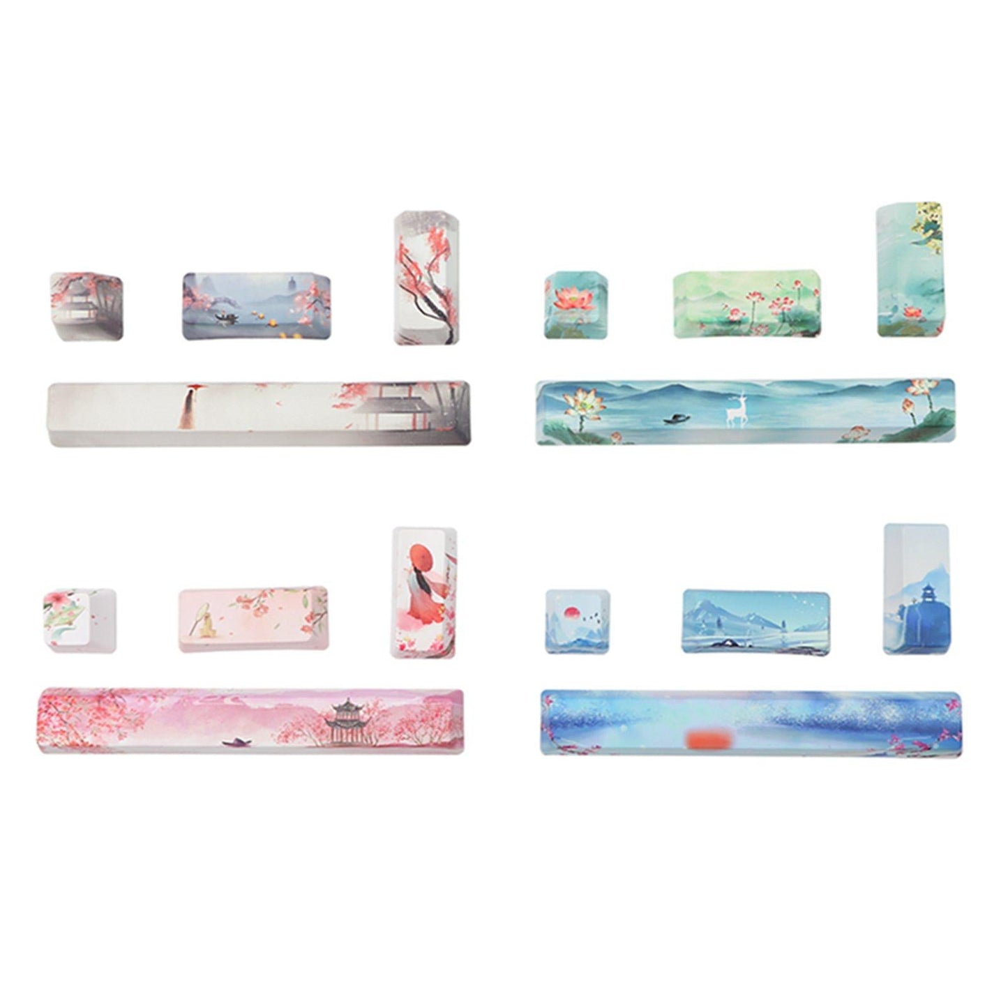 4X Keycaps Set PBT Five Sides Dye-Subbed Spacebar ESC Entre keys Blue