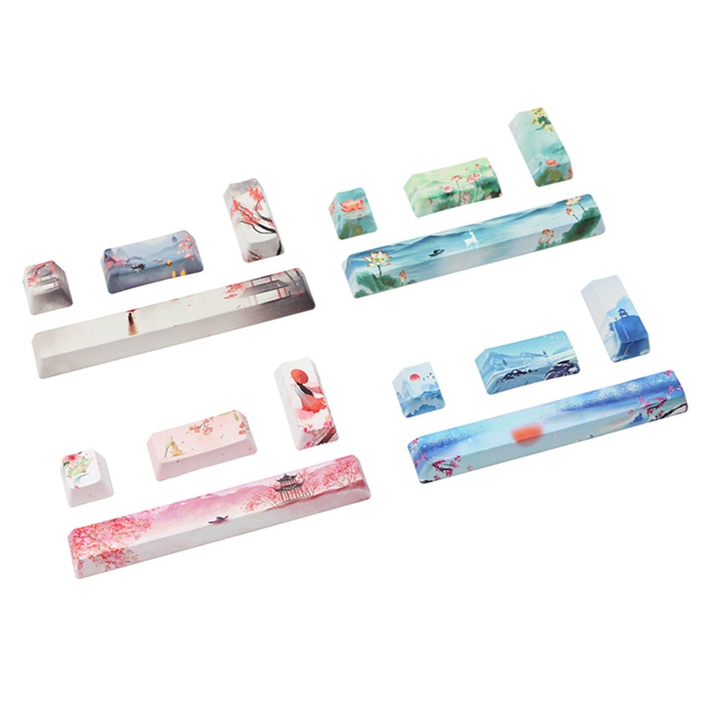 4X Keycaps Set PBT Five Sides Dye-Subbed Spacebar ESC Entre keys Blue