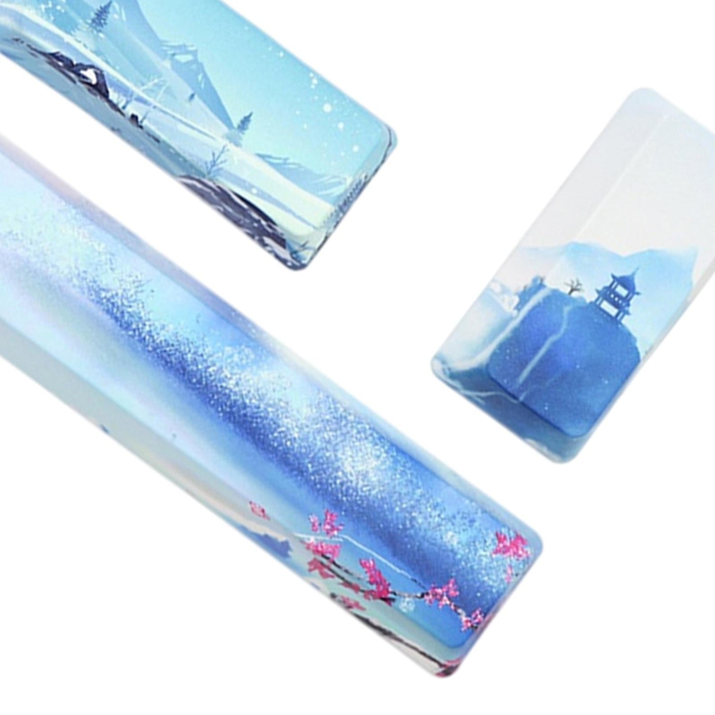 4X Keycaps Set PBT Five Sides Dye-Subbed Spacebar ESC Entre keys Blue