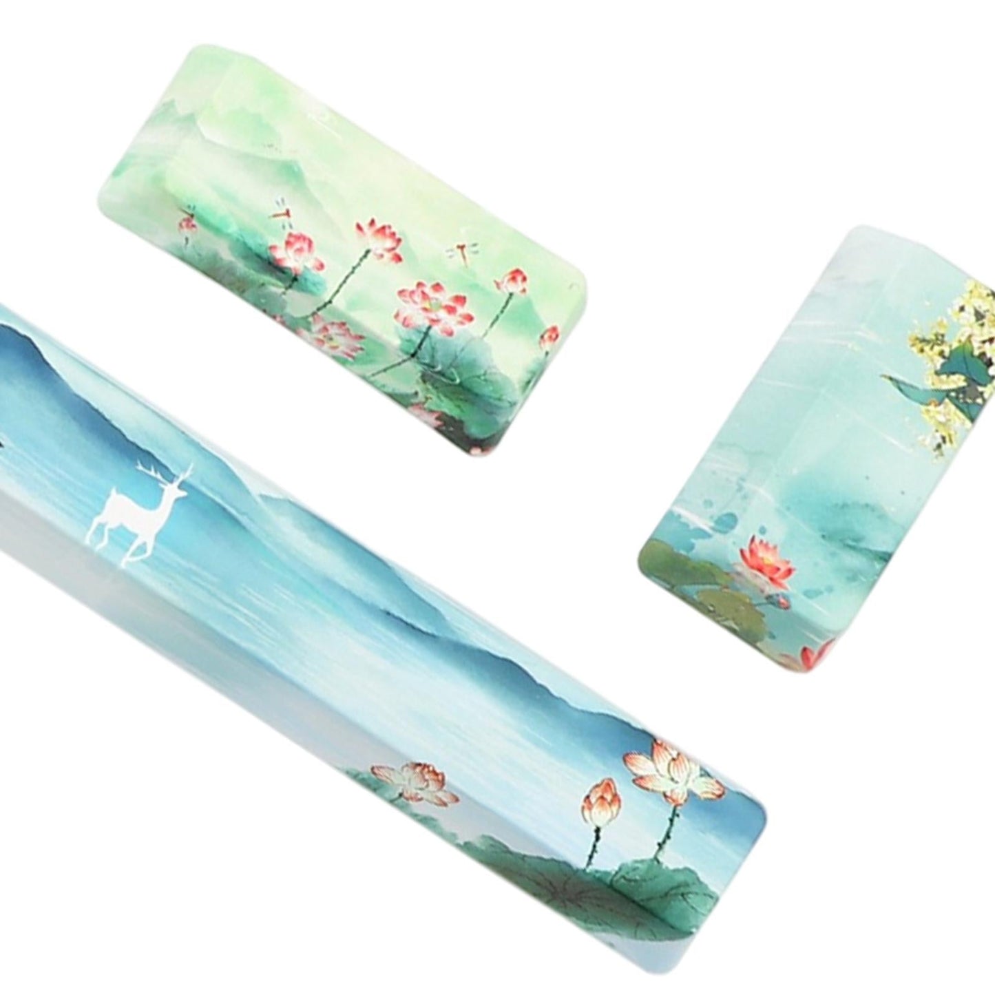 4X Keycaps Set PBT Five Sides Dye-Subbed Spacebar ESC Entre keys Green