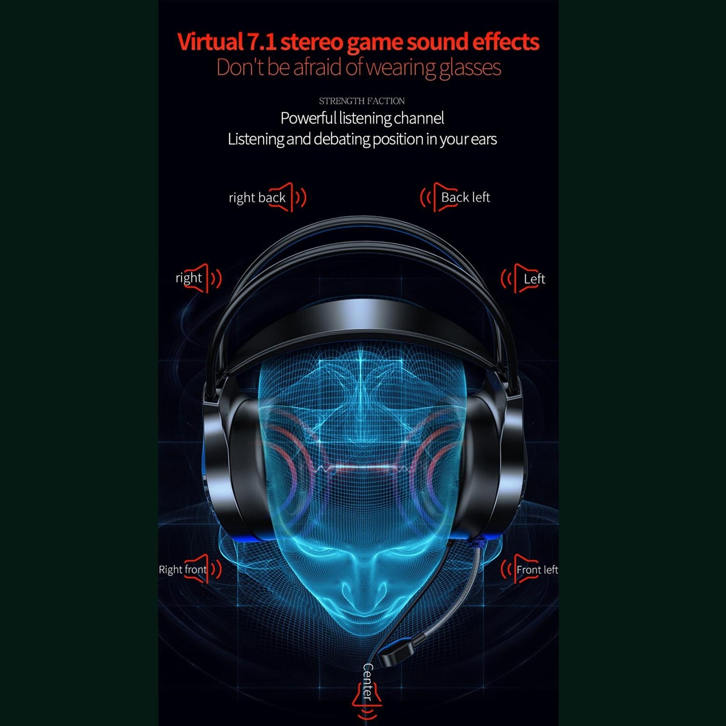 Gaming Headset Soft Earmuffs Noise Canceling with Light for Phone Office Dual 3.5mm USB Black