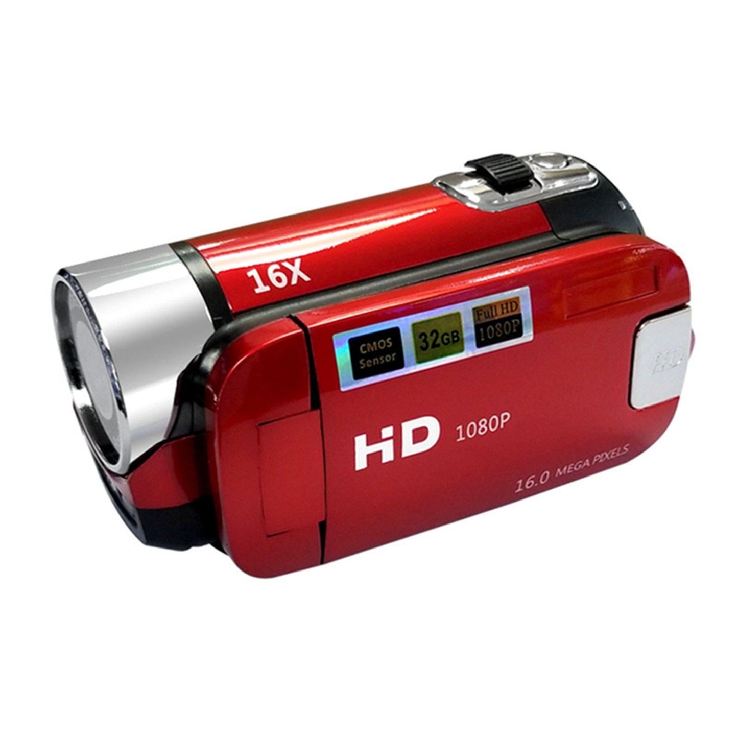 1080P HD Camcorder LCD Video Camera Recorder 16X Zoom Night Vision -EU Red
