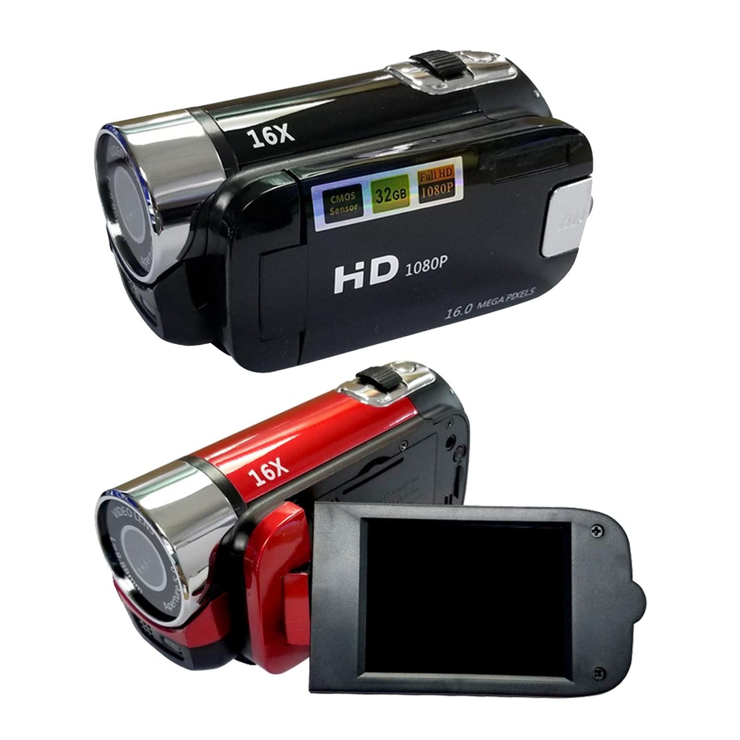 1080P HD Camcorder LCD Video Camera Recorder 16X Zoom Night Vision -EU Red