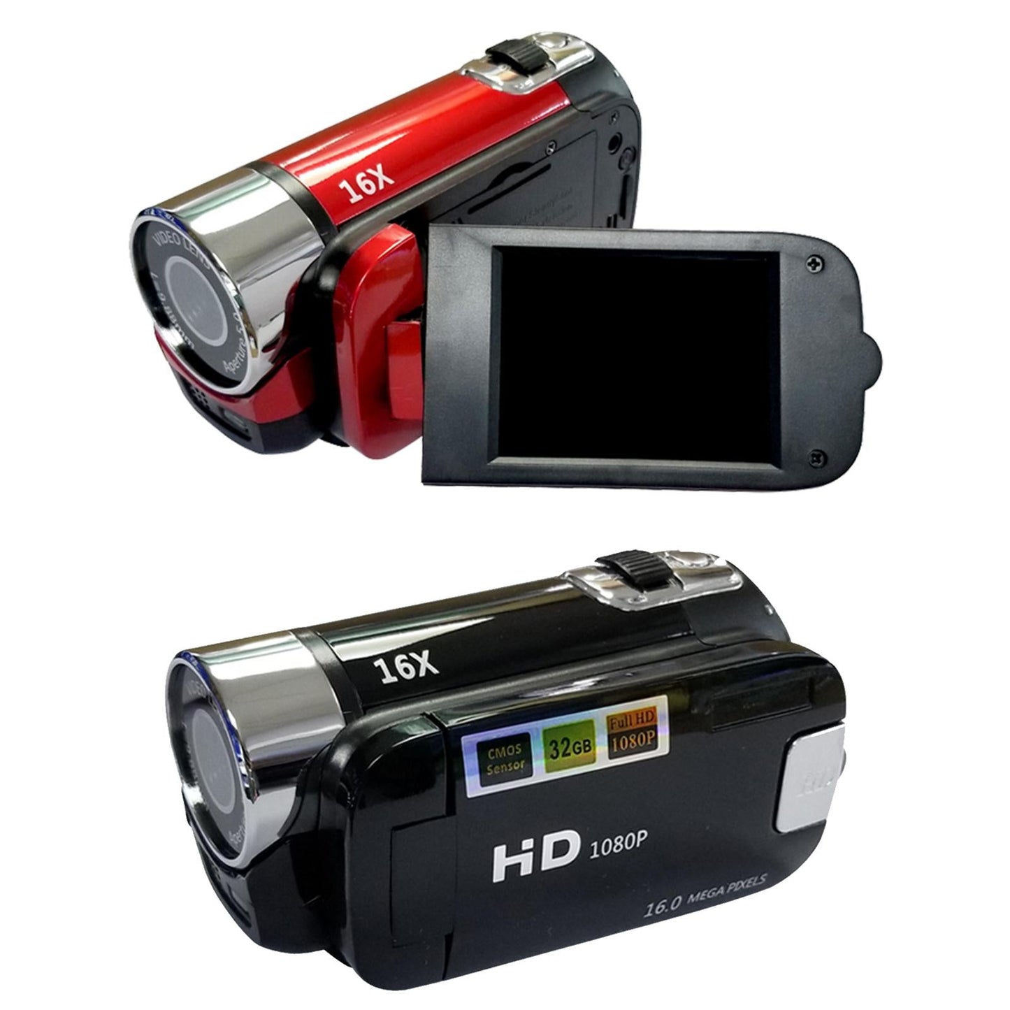 1080P HD Camcorder LCD Video Camera Recorder 16X Zoom Night Vision -EU Red
