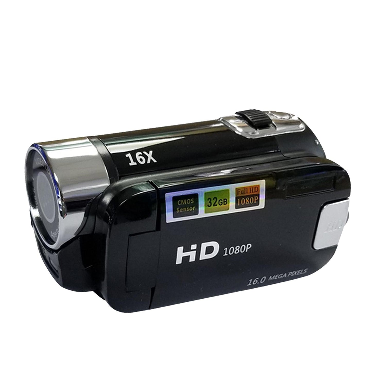 1080P HD Camcorder LCD Video Camera Recorder 16X Zoom Night Vision -EU Black