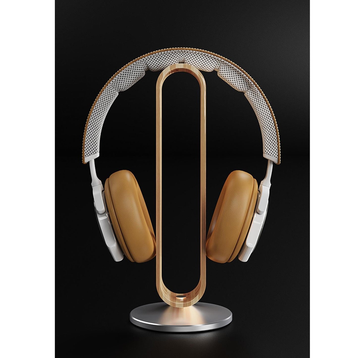 Headphone Stand Natural Wood Display Gifts Mount for Most Headphones Silver